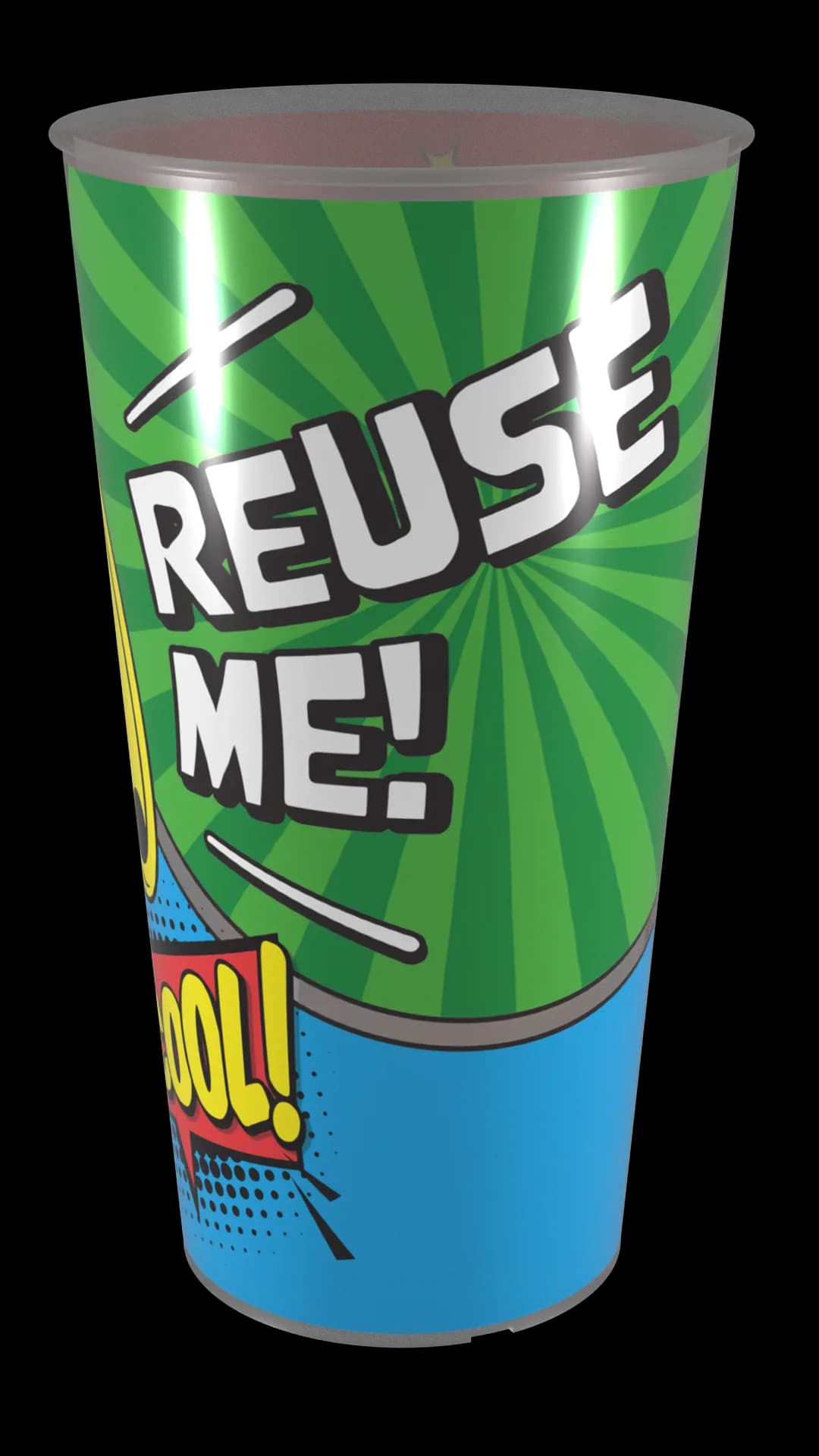 Pint to Line reusable cup, green print